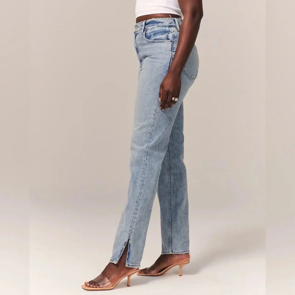 Abercrombie & Fitch Curve Love Ultra High Rise 90s Slim Straight Jean 35 Light - Picture 10 of 10